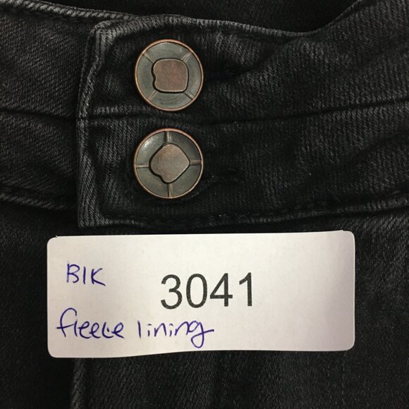 ZY13 Winter Jean Black Skinny Fleece Lining Size 26" Stretch front Slit Details - Picture 10 of 10